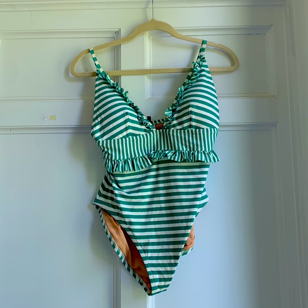 J. Crew Ruffle Plunge One Piece